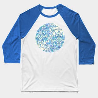 Lilac, Mint & Aqua Art Nouveau Pattern Baseball T-Shirt